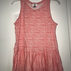 orange and white strapped tank